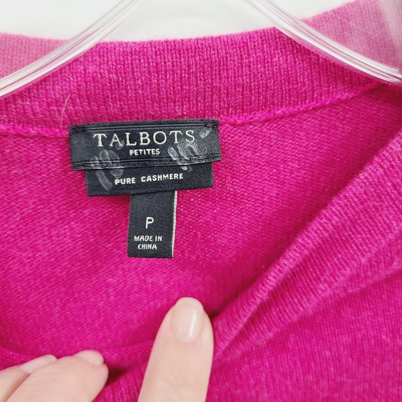 Talbots Petites Fuchsia 100% Cashmere Sweater, Size Small - Picture 2 of 3